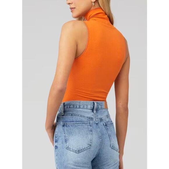 Show Me Your Mumu NWT Turtle Bodysuit Sleeveless Ribbed Burnt Orange Size Large - Picture 2 of 9